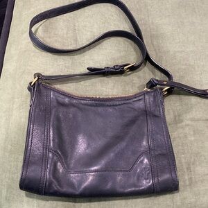 Frye black leather crossbody purse